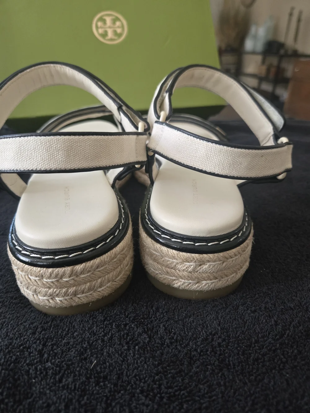 Tory Burch White Espadrille Platform Sandals Size 11/42 NWOT